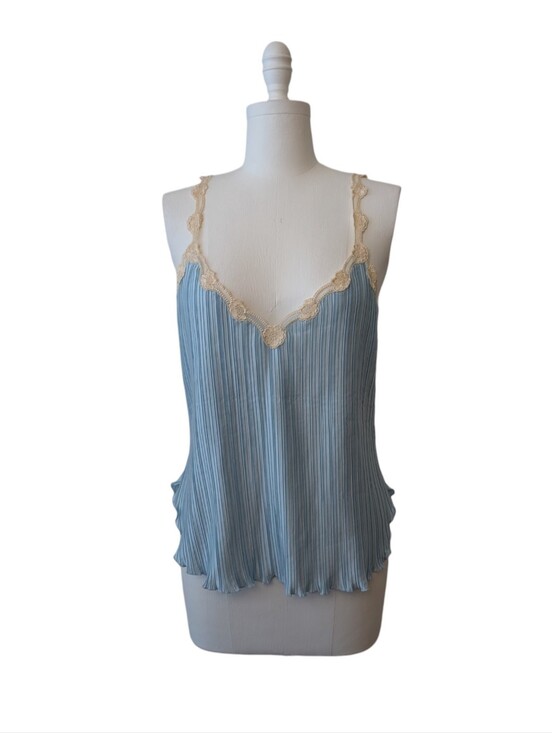 La Perla Tops - La Perla Vintage Lace Trimmed Pleat Camisole